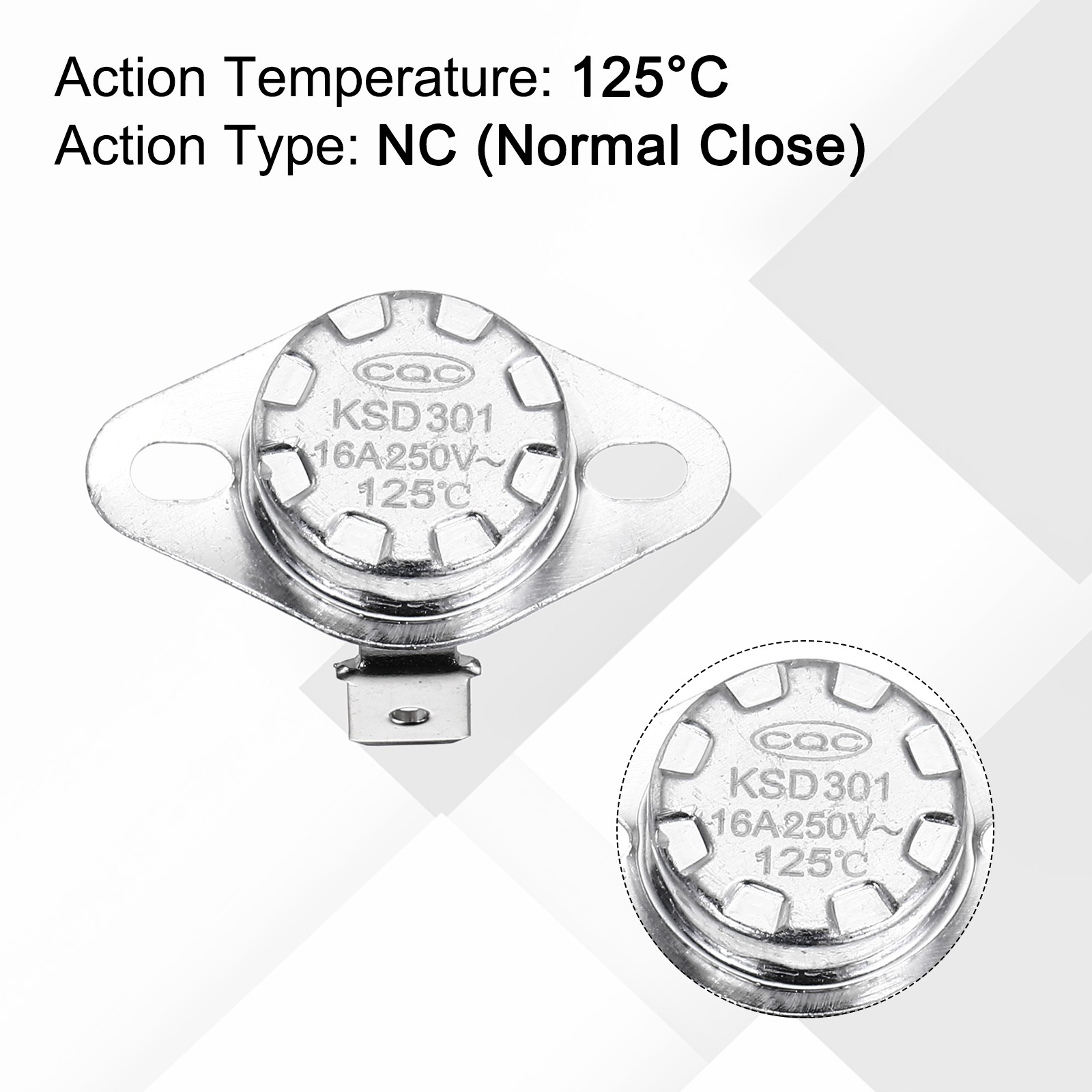 KSD301 Thermostat 125℃/257°F 16A N.C Temperature Switch 2 Pcs