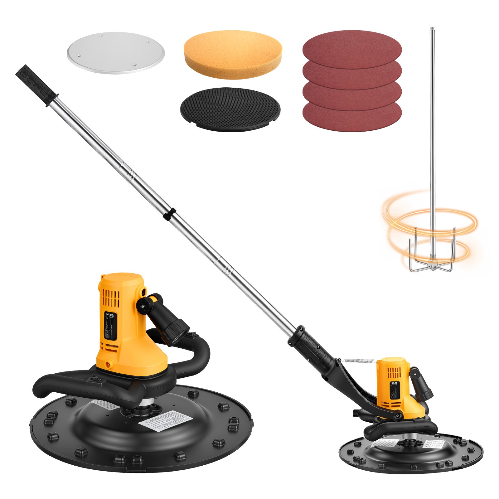 Uimoso Electric Trowel 800W Concrete Finisher with 6-Speed Control & Mixing Rod