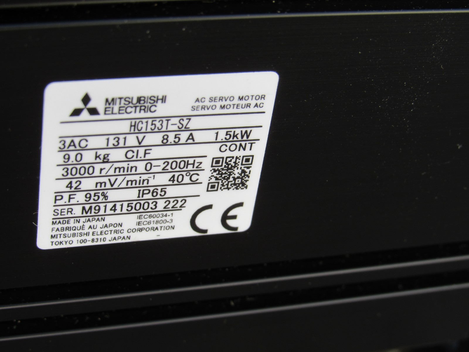 Mitsubishi Electric AC Servo Motor HC153T-SZ 1.5KW HC1553TSZ 3000rpm