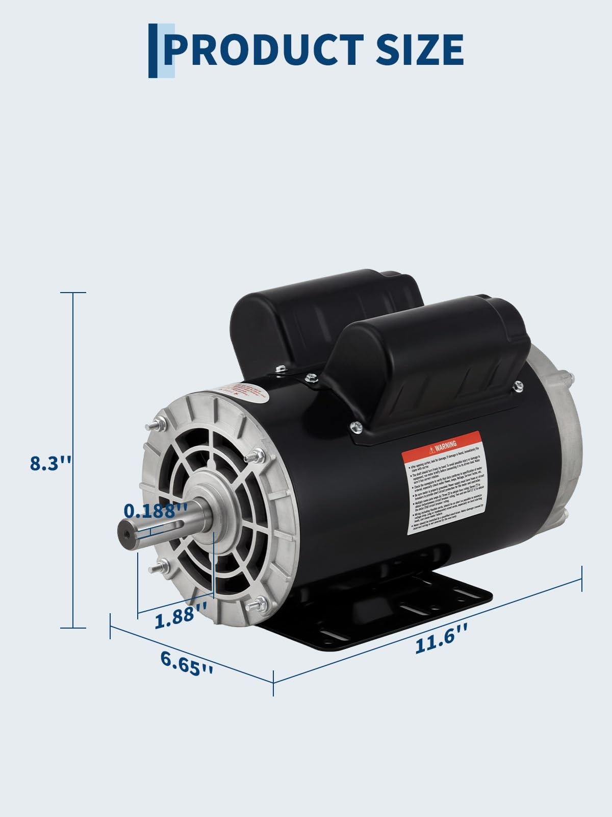 3.7HP SPL Air Compressor Motor 230V 56 Frame 3450 RPM, 5/8″ Keyed Shaft 60Hz