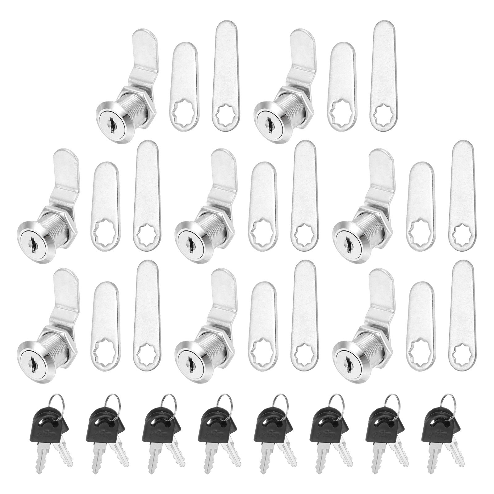 8 Pack Keyed Alike Cabinet Locks with Key 3/4 Inch for RV Drawer, Silver