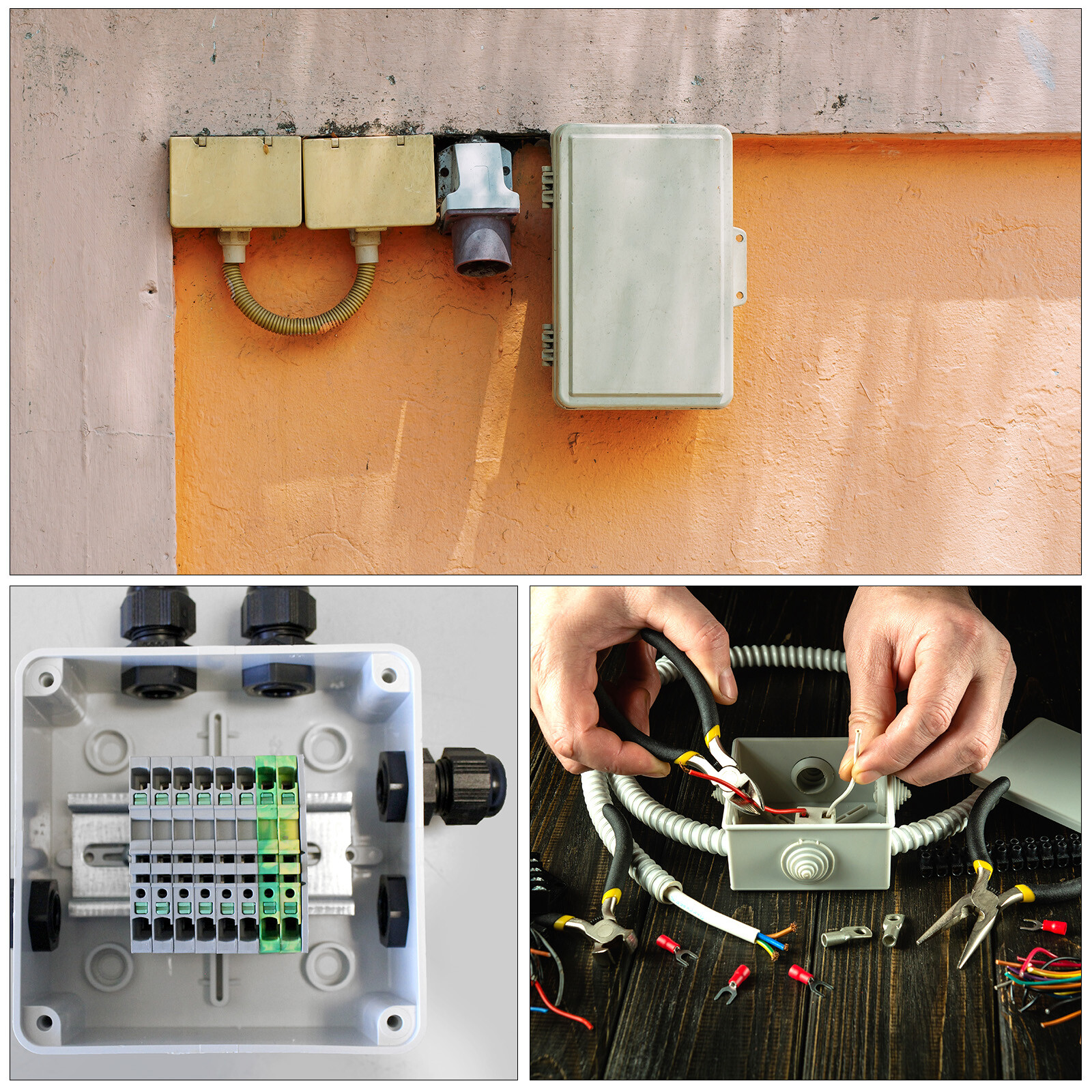 Junction Box Electrical Enclosure IP67 Waterproof ABS Plastic Hinged Cover 7.9″