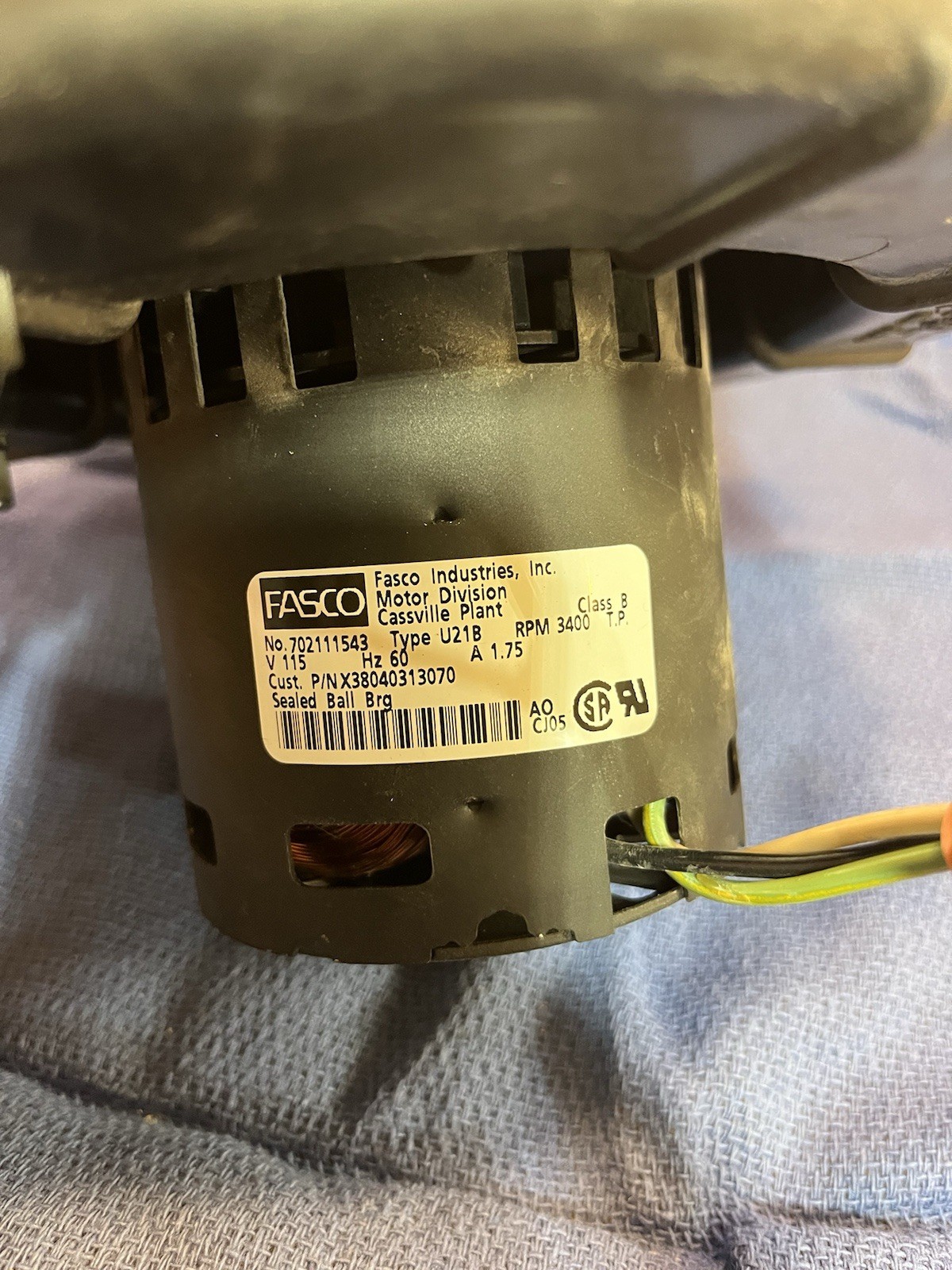 Fasco Draft Inducer Fan. P/N 702111543. Works. Free Shipping.