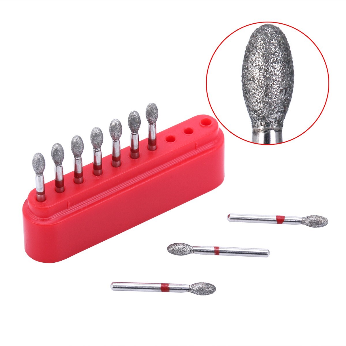10Pcs Dental Diamond Burs FOOTBALL 379-023F FINE RED DEFEND Friction Grip