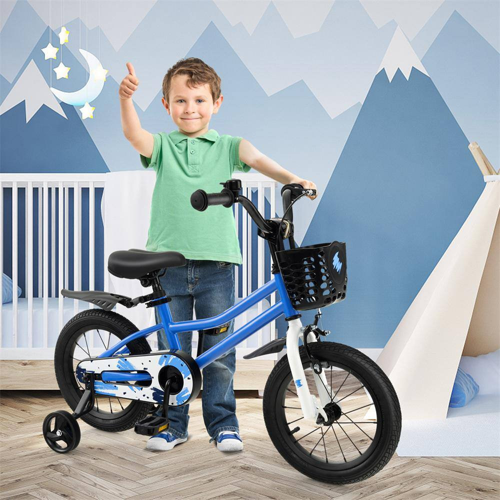 14 In. Kid’S Bike with Removable Training Wheels and Basket for 3-Years to 5-Yea