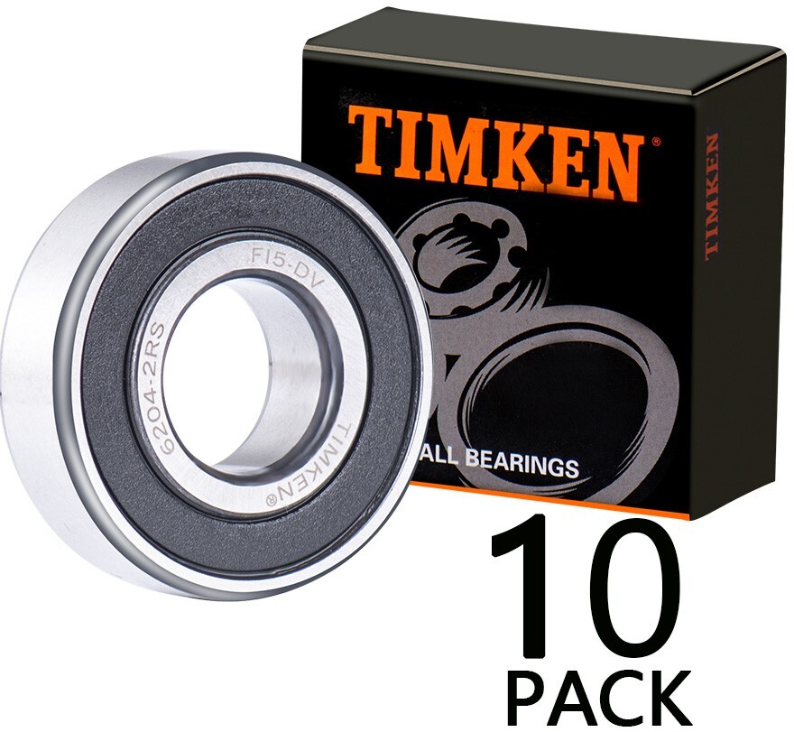 (10PACK) USA Brand TIMKEN 6204-2RS 20X47X14MM Double Rubber Seal Bearings 6204RS