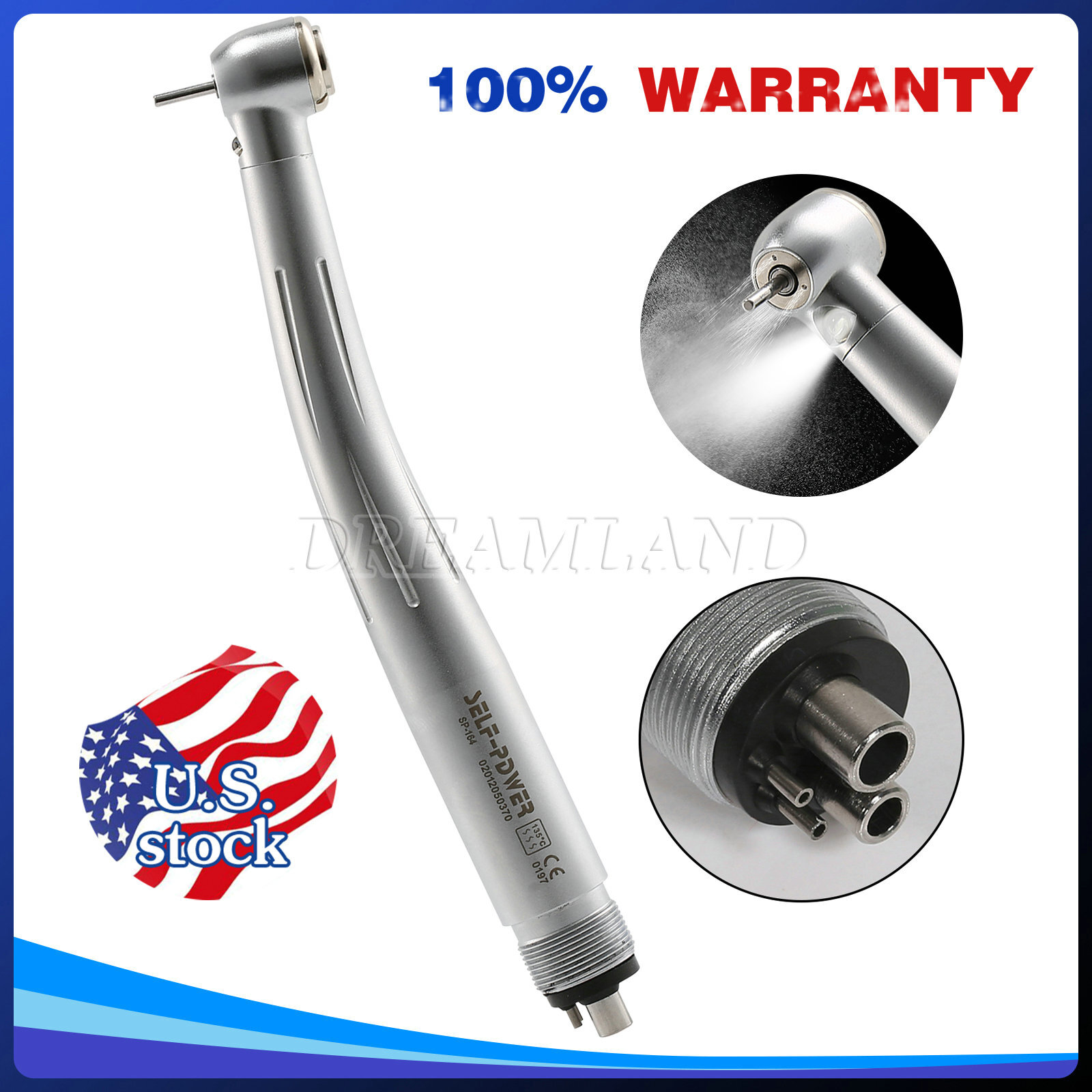 Dental Pana Max LED Self-Power E-generator Fiber Optic High Speed Handpiece USA