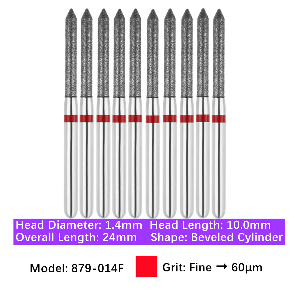 10pc Dental FG Diamond Burs Bevel Cylinder & Gingival Curetage Polishing Burs