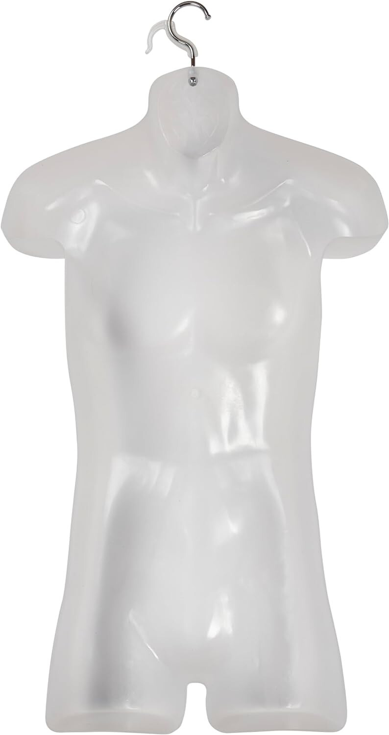 3 Clothing Displays Torso Forms Fits S – L Hanging Male Mannequin Frosted Hollow
