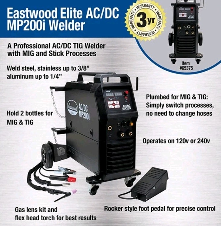Eastwood Elite MP200i Multi Process MIG TIG Stick Welder (20569)