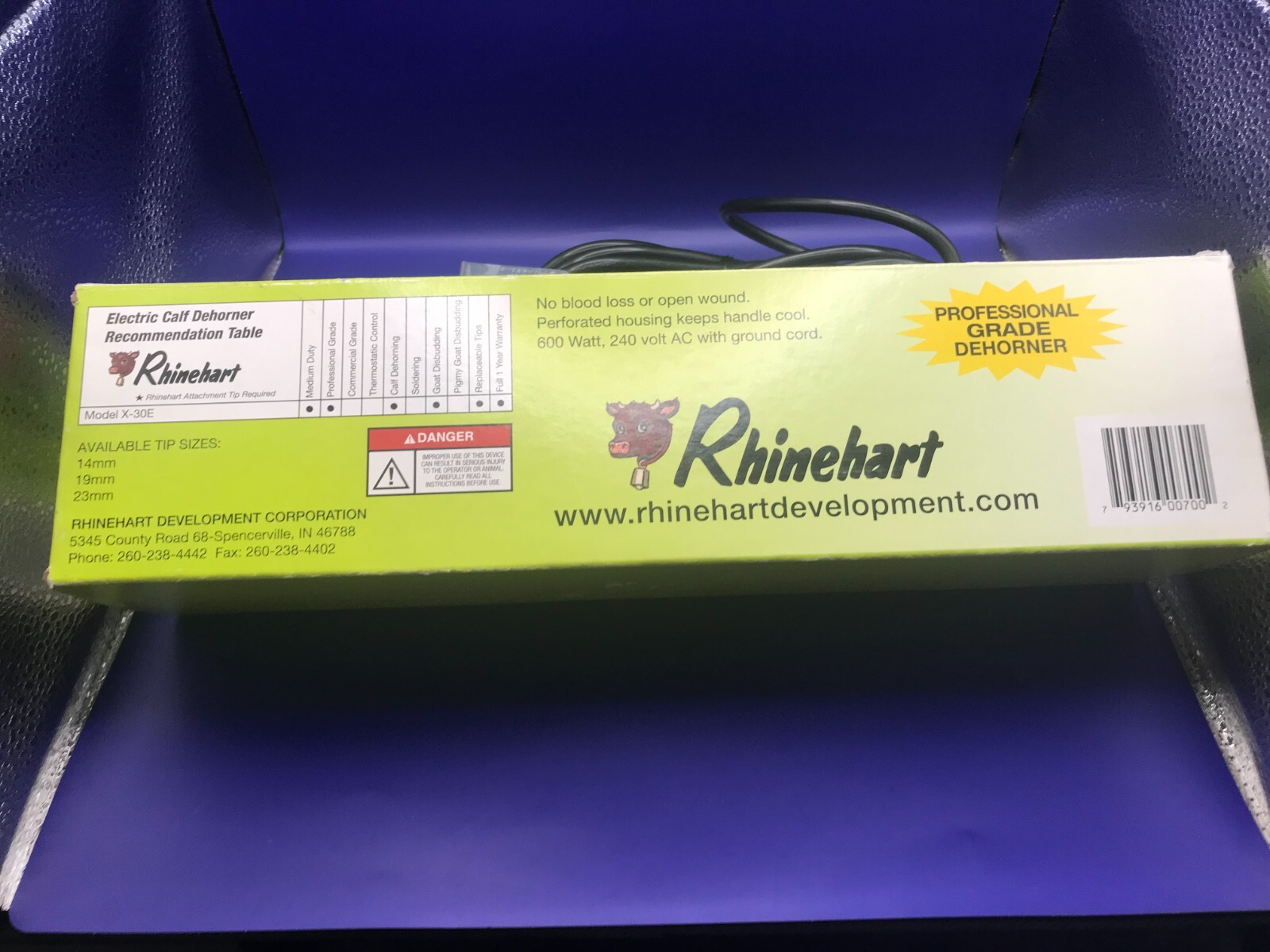Rhinehart Factory Direct Electric Dehorner X30E, 00700 19MM Tip, 240 VOLT