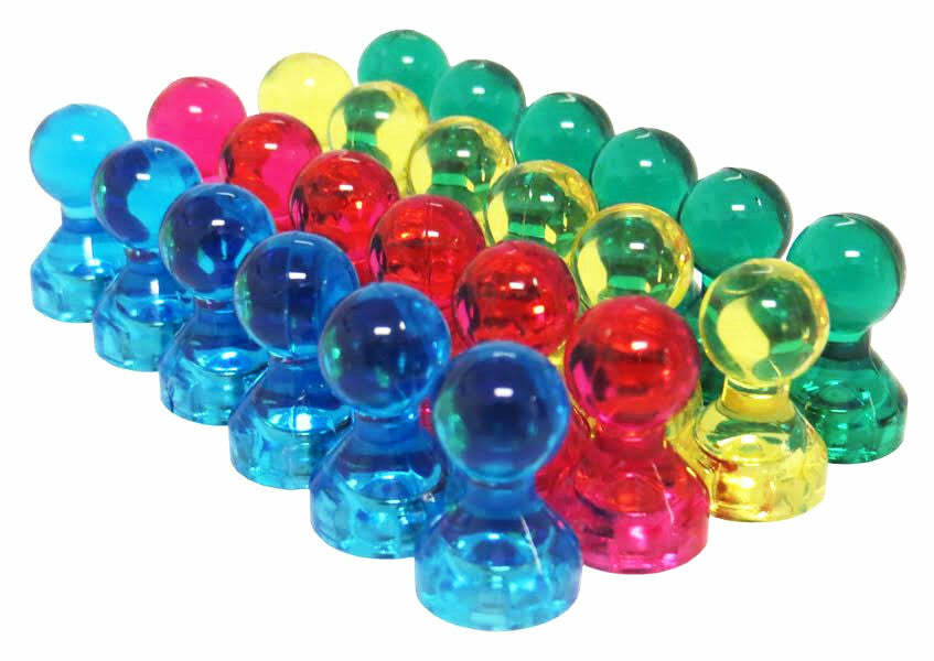 Small Assorted Color Translucent Magnetic Push Pins (48 Pack)