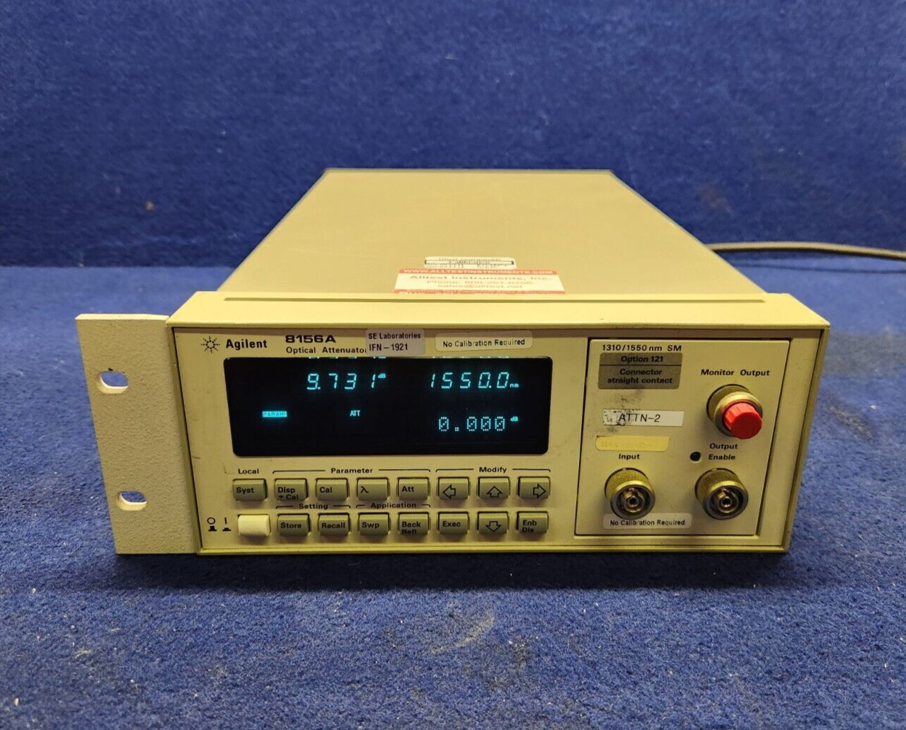 AGILENT 8156A OPTICAL ATTENUATOR W/ OPT 121 CONNECTOR STRAIGHT CONTACT