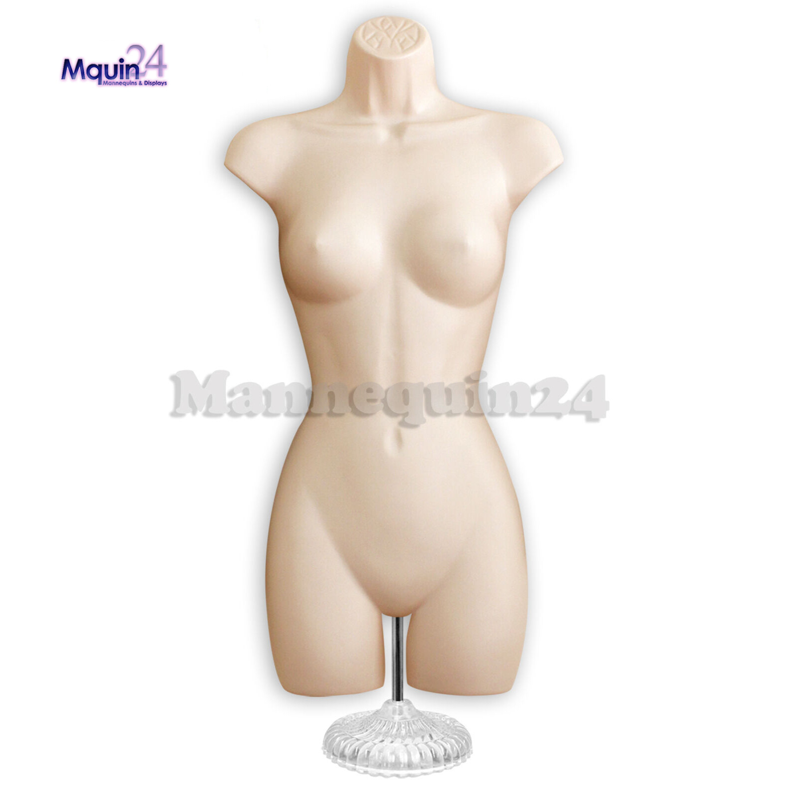 2 Pack Flesh Mannequins Female Torso Dress Form with 1 Stand & 2 Hangers