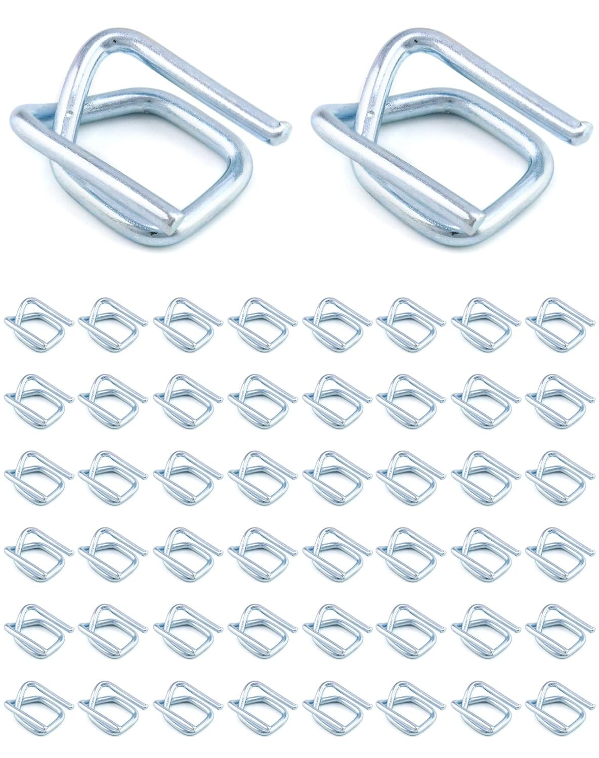 50PCS 1/2” Metal Wire Buckles for Polypropylene Cord Strapping Silver Steel
