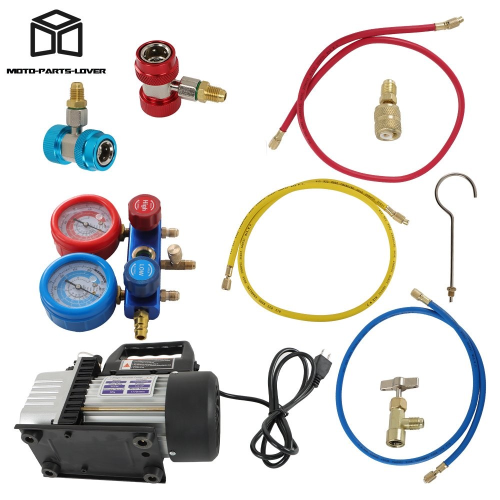 3 CFM 110V / 60HZ AC Manifold Gauge Set Air Vacuum Pump HVAC & R134A Kit