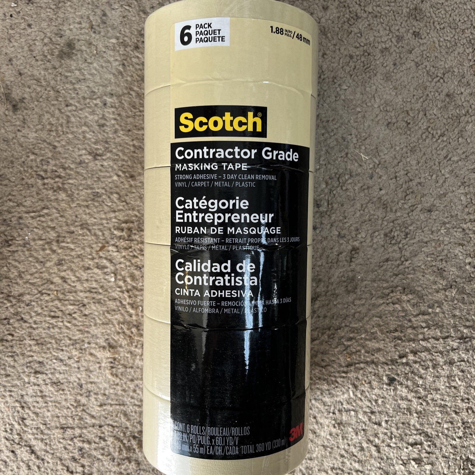 Scotch 1.88 in. x 60.1 yds. Contractor Grade Masking Tape (6-Pack)