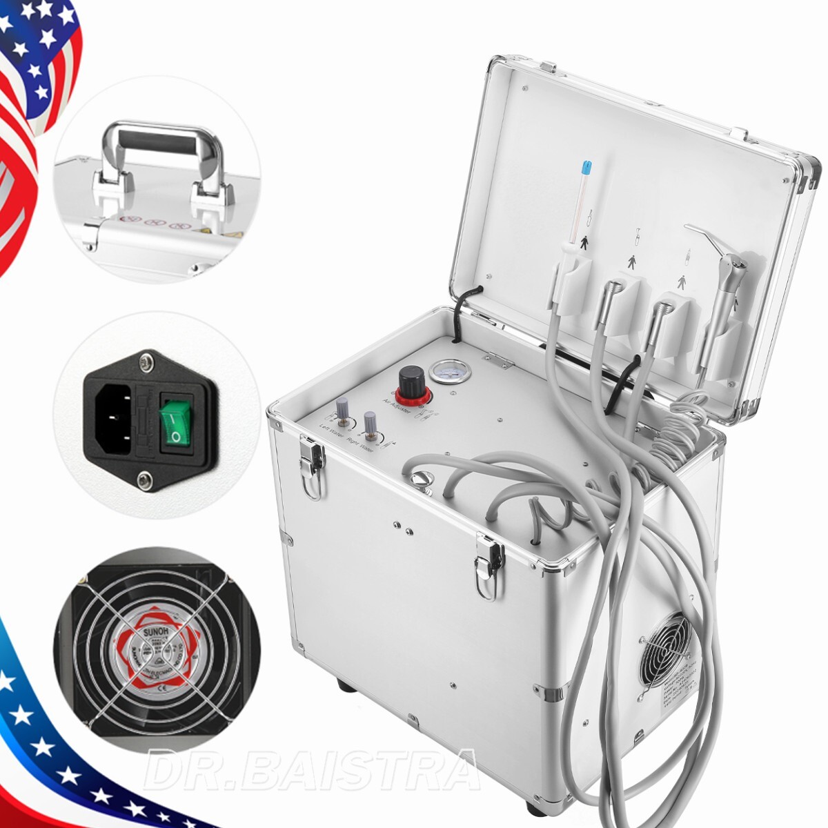 Portable Dental Delivery Unit Treatment Syringe Suction Turbine Air Compressor
