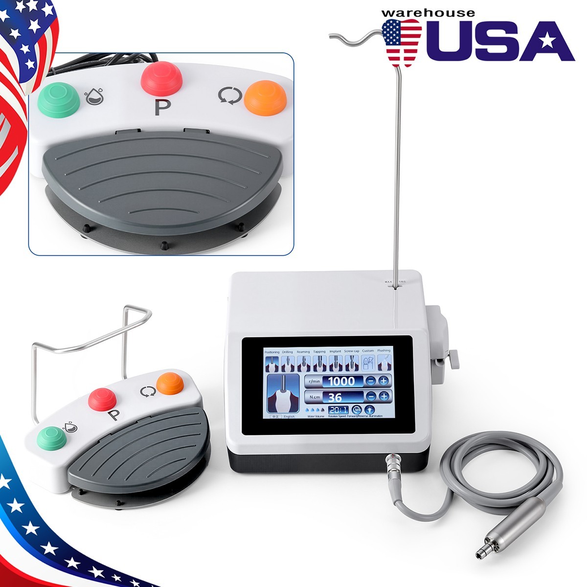 Dental Implant Motor Brushless Surgical System+20:1 LED Handpiece Contra Angle
