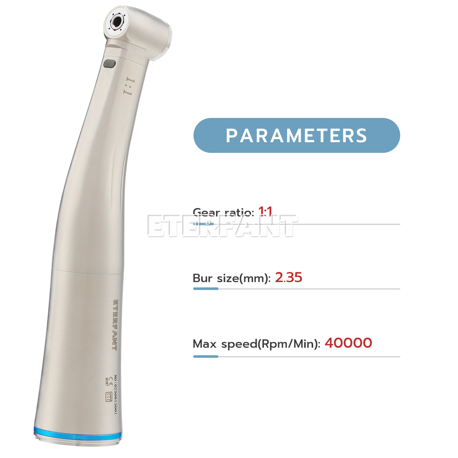 ETERFANT NSK STYLE Dental 1:1 Fiber Optic LED Low Speed Contra Angle Handpiece