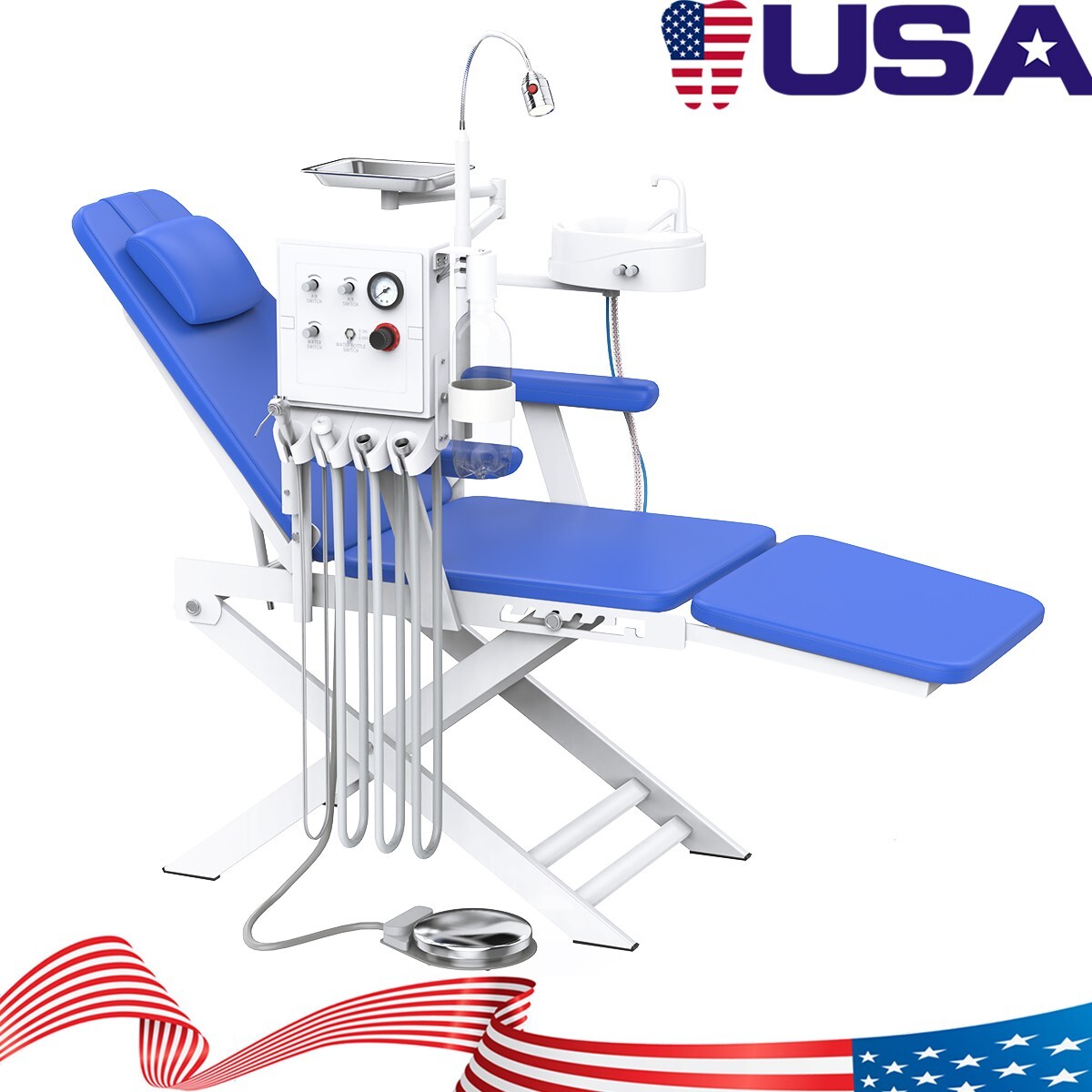 Portable Dental Chair silla dental portatil LED With Air Turbine + Dentist Stool