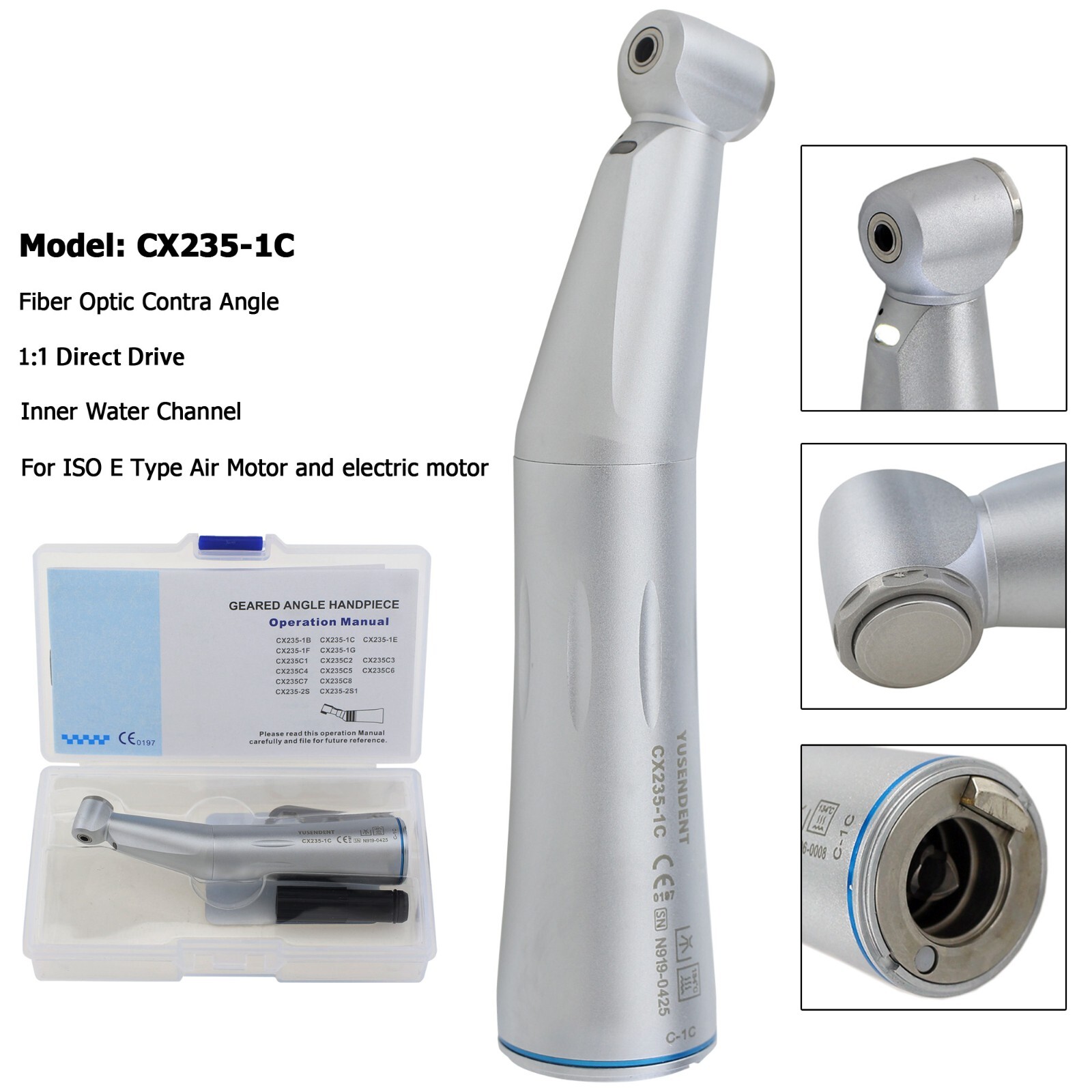 COXO Dental Electric Motor Built-in LED 1:1 1:5 Contra Angle Straight Handpiece