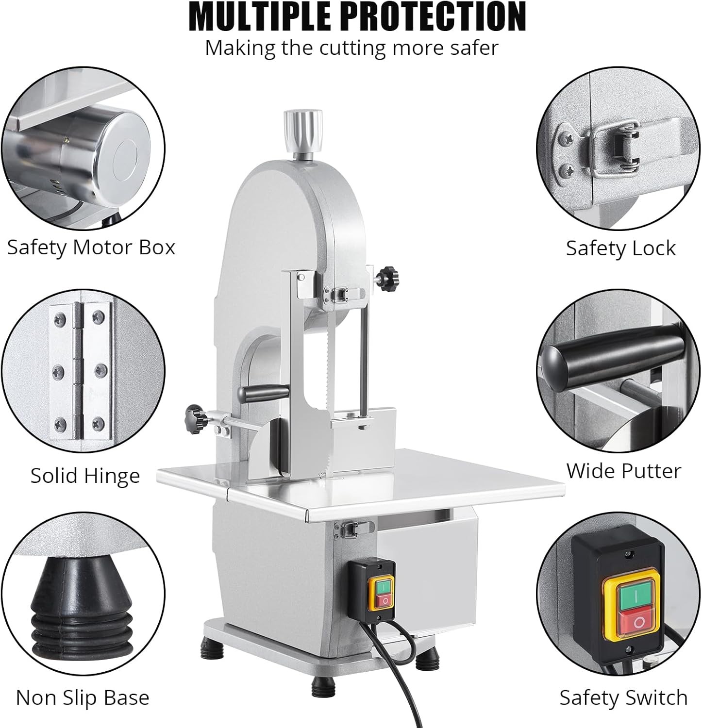 1500W Commercial Bone Cutting Machine Frozen Meat Cutter Saw Electric Bandsaw