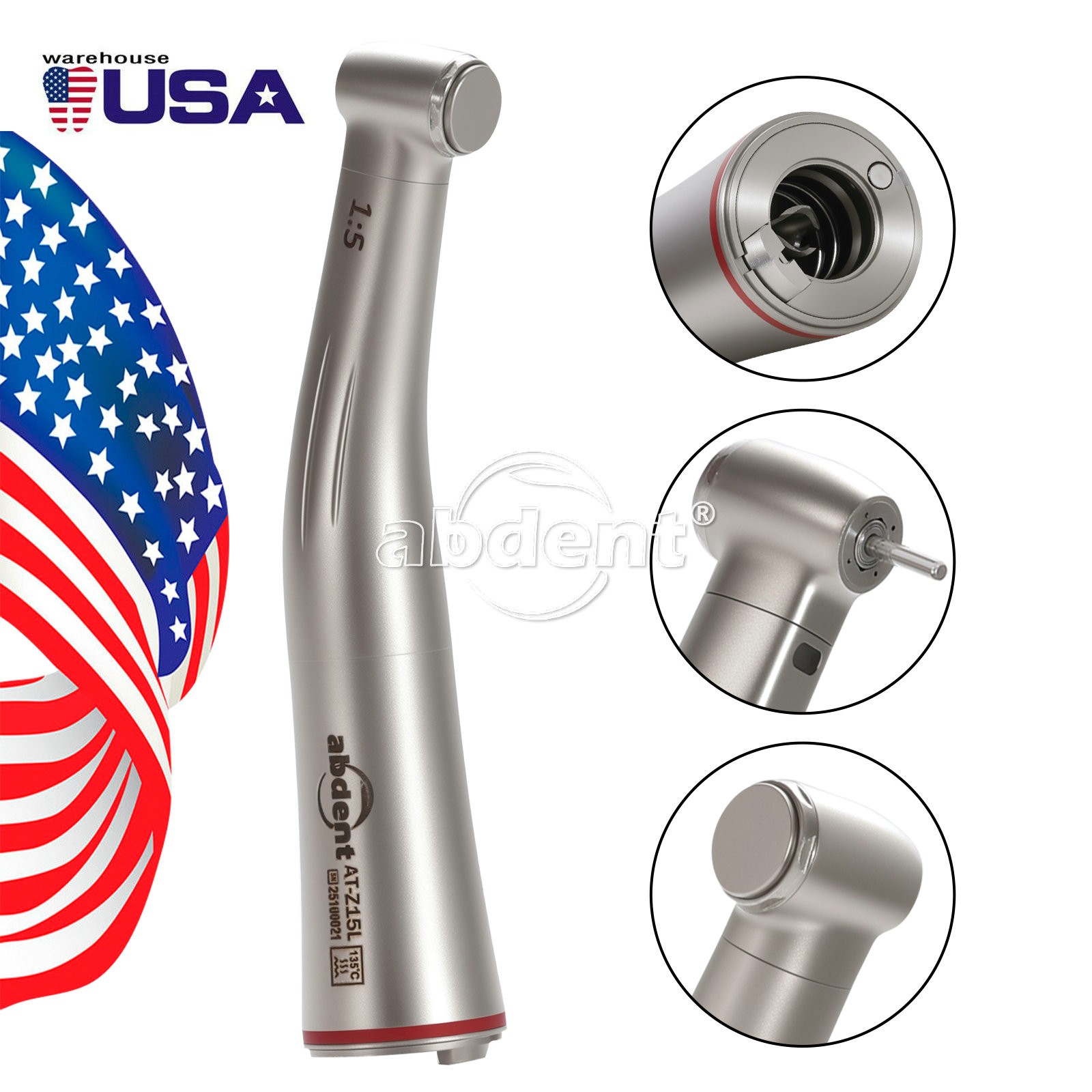 Abdent Dental 1:5 Optic LED Contra Angle Increasing Handpiece Fit Electric Motor