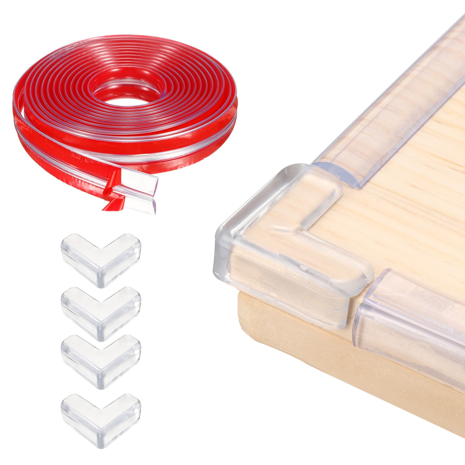 13.1ft (4M) x 0.6″ (15MM) Clear Furniture Corner Guard with 4 Corners Guards