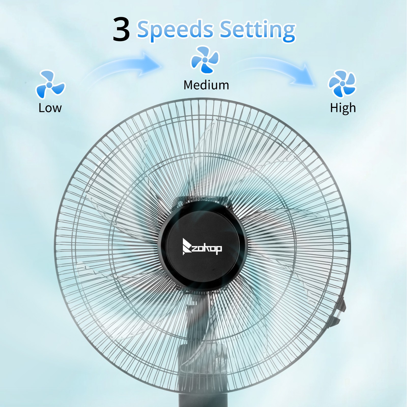 16-Inch Height Adjustable Pedestal Fan,Oscillating Stand Fan w/3 Speeds & Remote