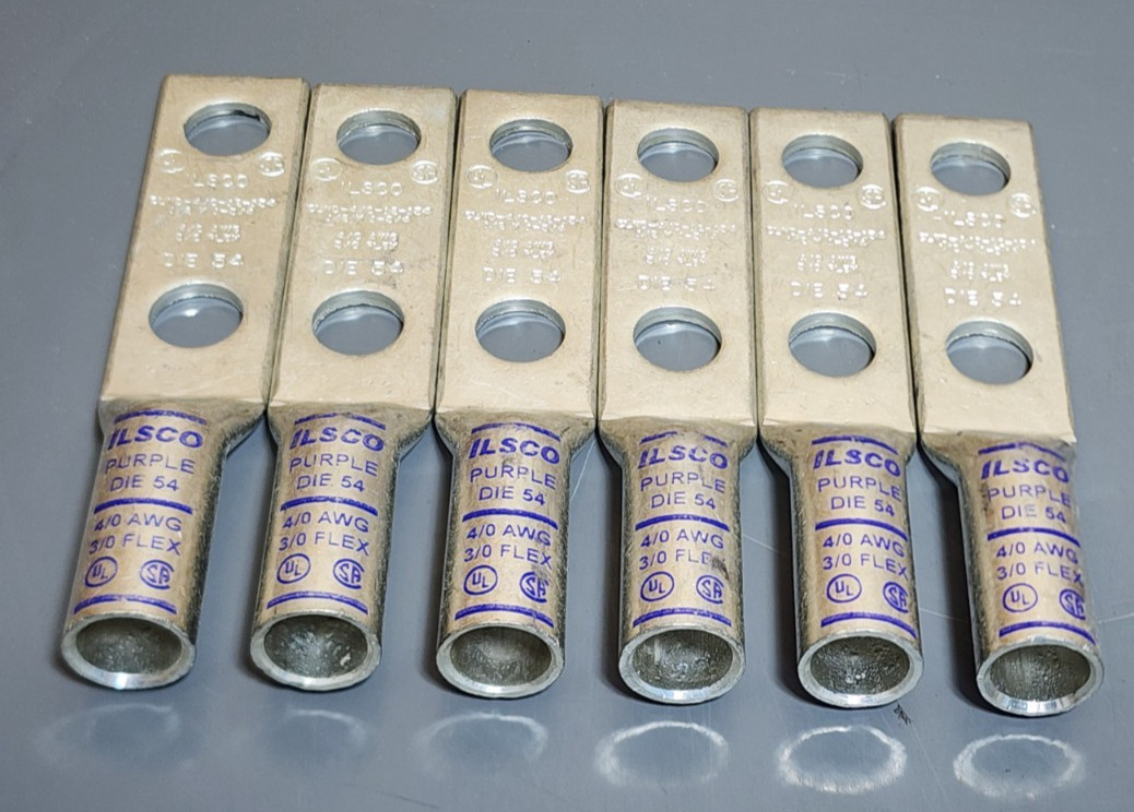 Ilsco CLND-4/0-12-134 Crimp Compression Lug Size 4/0 – 1 AWG Purple (Qty 6)