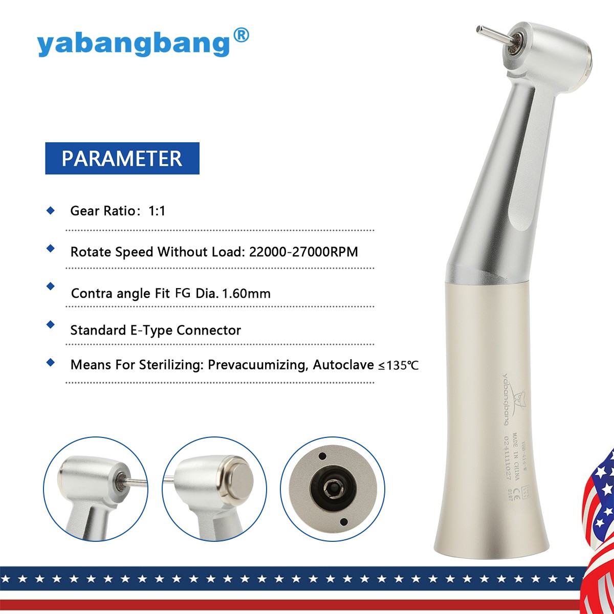 Dental Slow Low Speed Contra Angle Handpiece Push Button Fit FG 1.6mm Burs FX