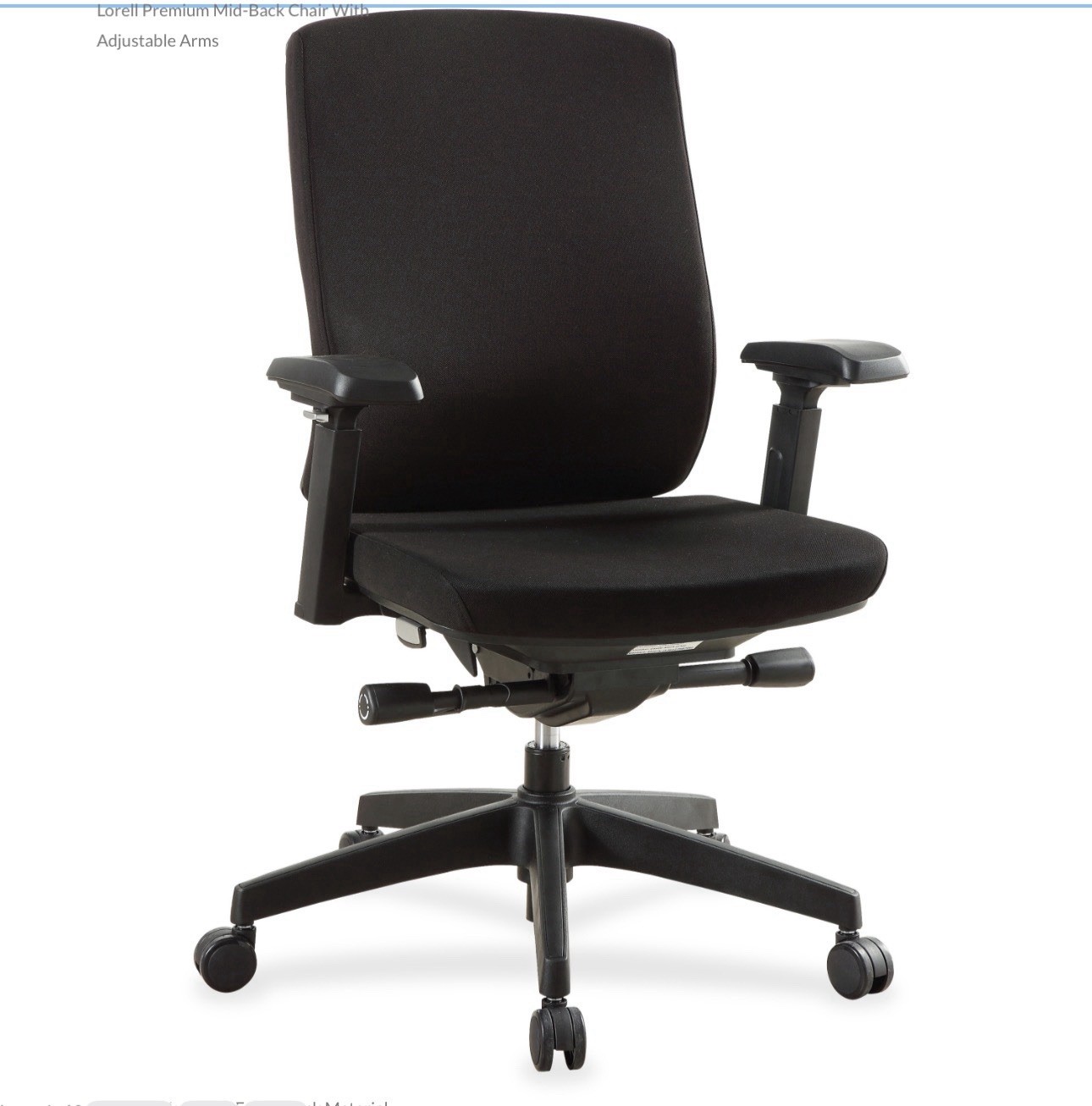 Lorell Mid-back Task Chair – Fabric Black Seat – Fabric Black Back – 27.5″ Width