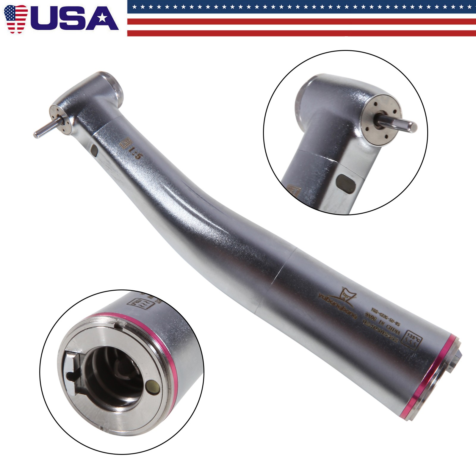 Dental 1:5 Increasing Contra Angle LED Handpiece Fit NSK Electric Motor X95L