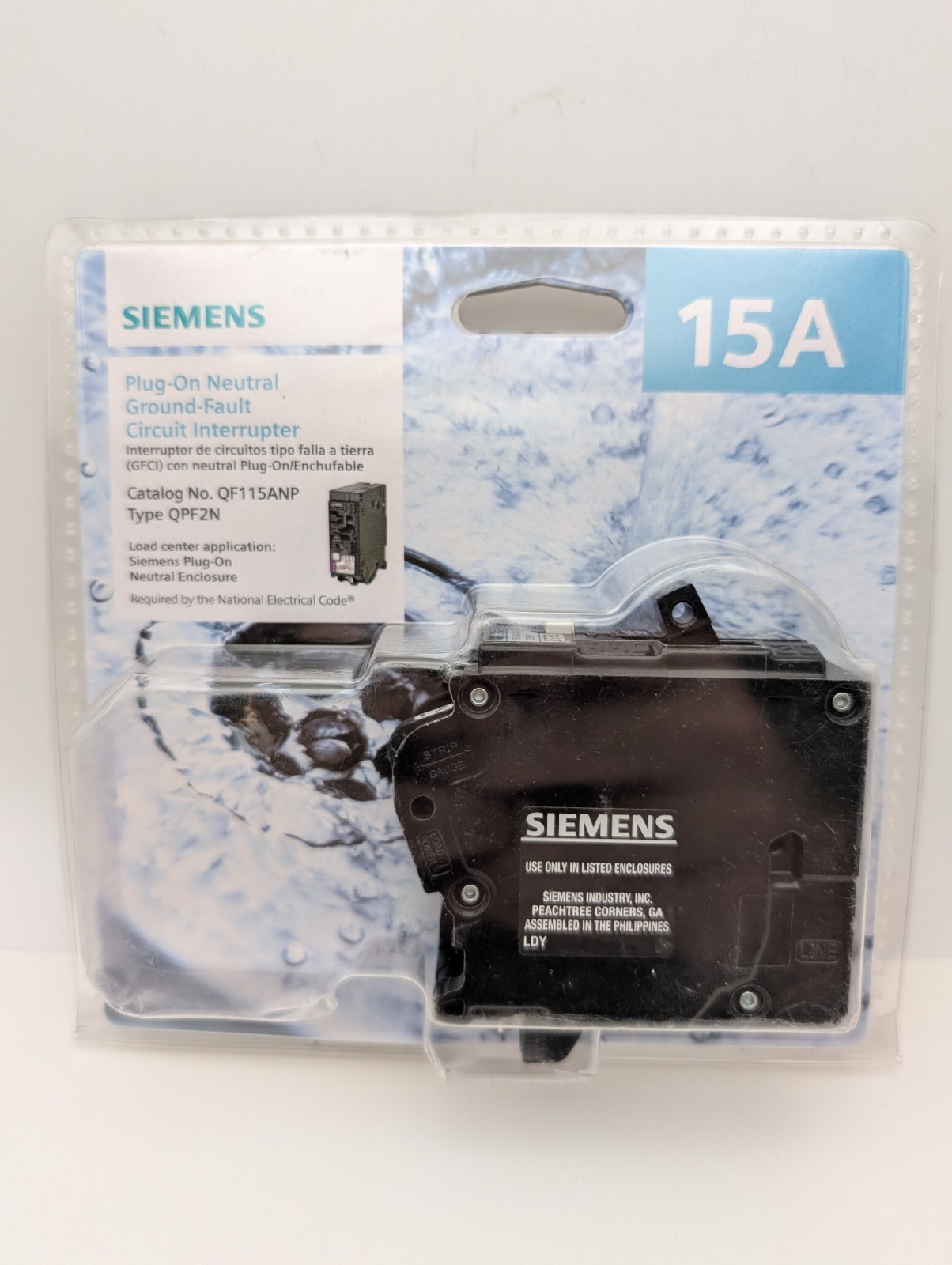 Siemens Plug-On Neutral Ground-Fault Circuit Interrupter 15A QF115ANP QPF2N