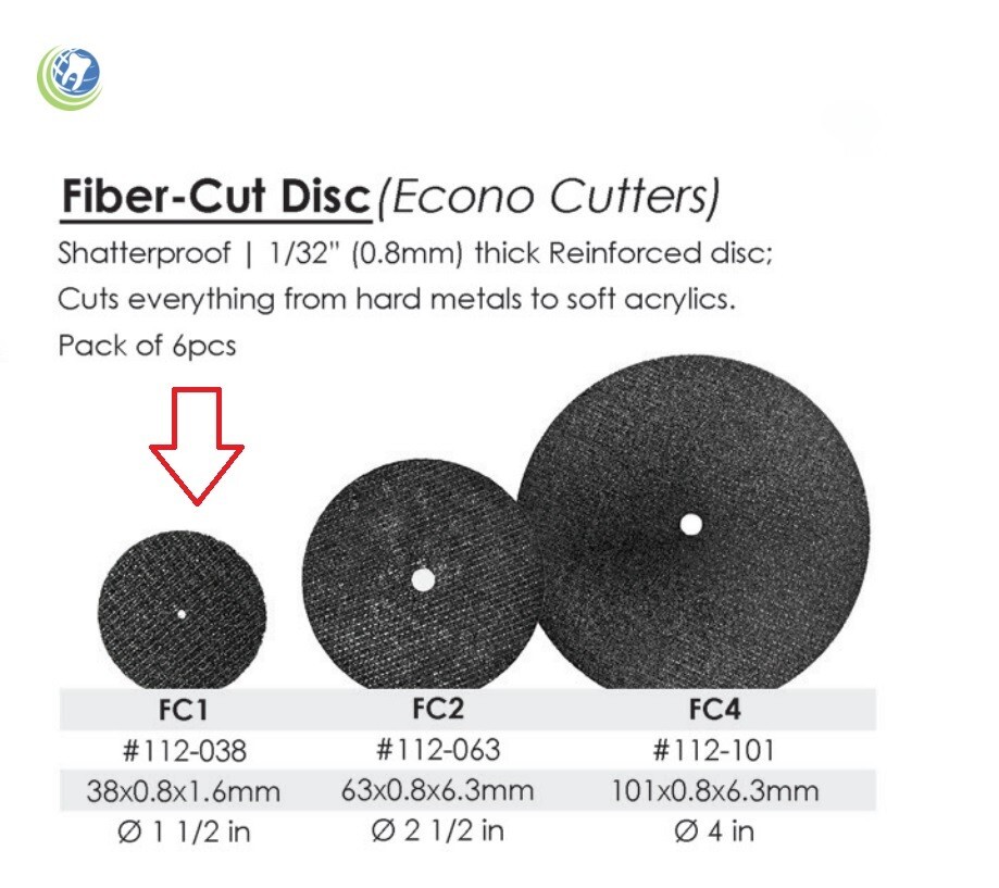 Dental Lab Meta BesQual Econo Cutters Fiber-Cut Discs Shatterproof 38×0.8×1.6mm