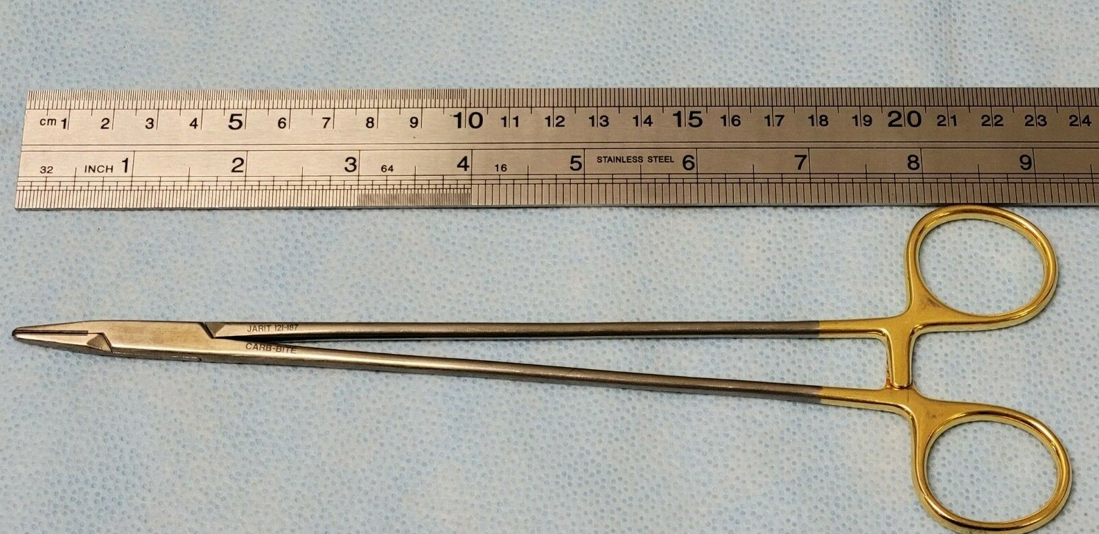 Jarit 121-187 9″ Groove Tip Carb-Bite DeBakey Vascular Needle Holders Orthopedic