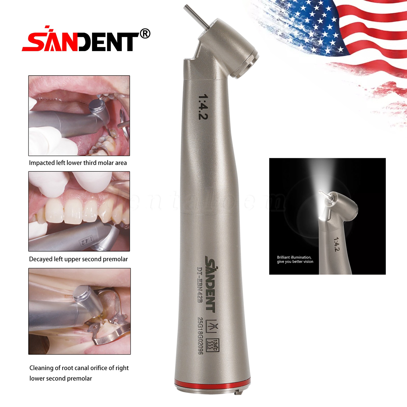 1-10 Dental 45° Electric Surgical Handpiece 1:4.2 Increasing Contra Angle Z45L