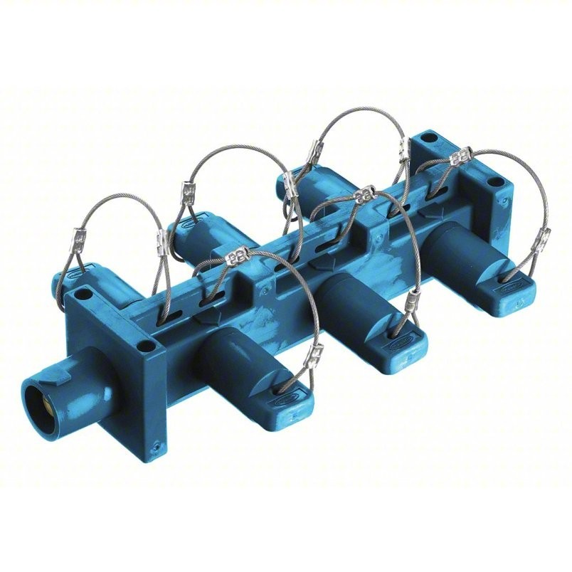 HUBBELL Distribution Block HBL7DBBL: 6 Female, 1 Male Connections, Blue, 600V