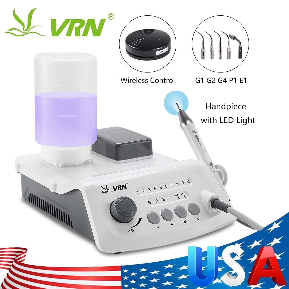 VRN-A8 Dental Digital Control Ultrasonic Scaler & LED Detachable Handpiece Pro+