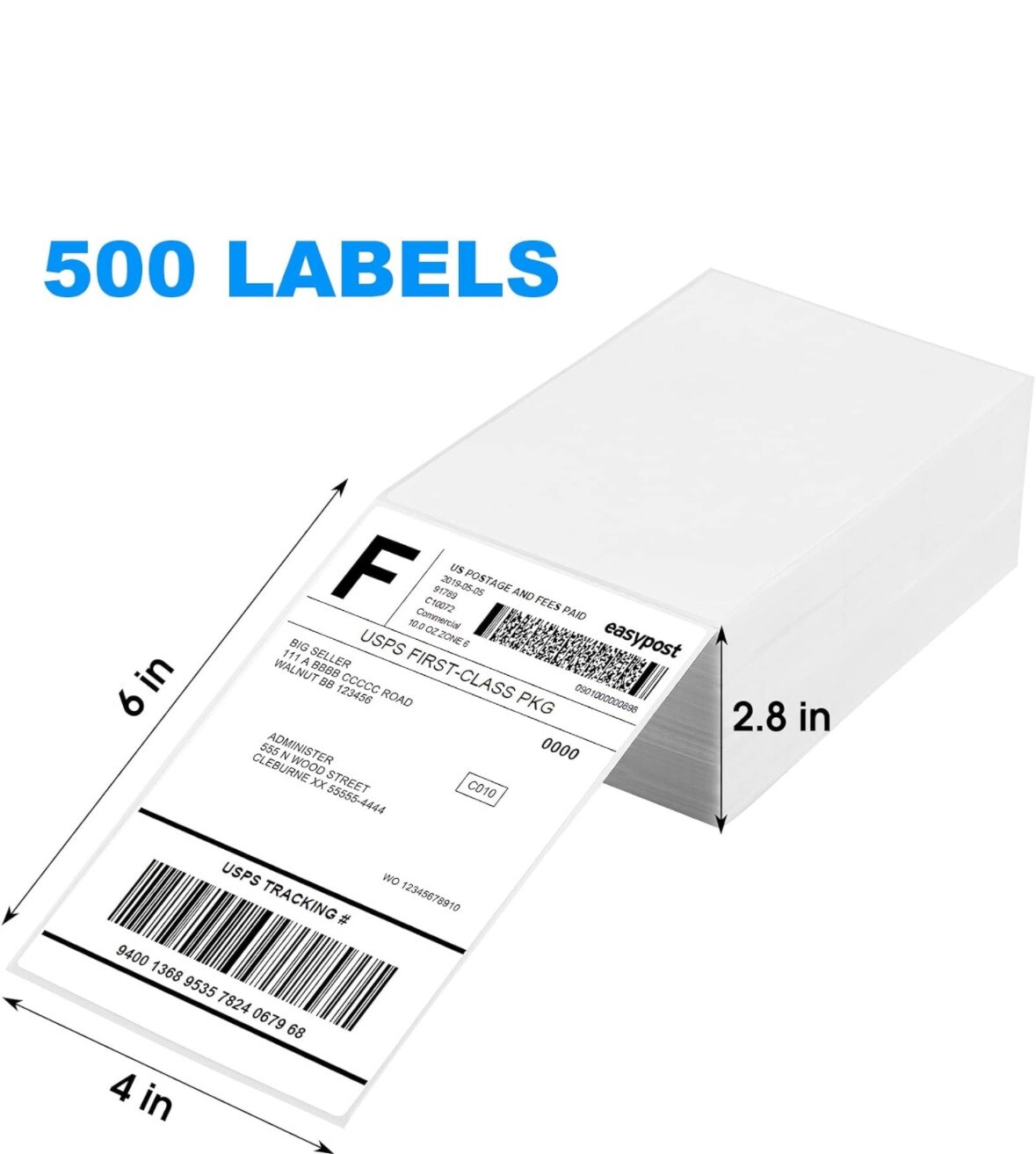 500 4×6 Thermal Shipping Labels Foldable