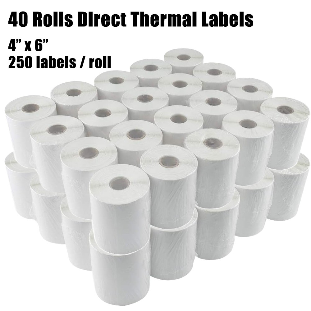 40Rolls 4×6 Direct Thermal Shipping Labels 250/Roll For Eltron ZP450 Zebra 2844