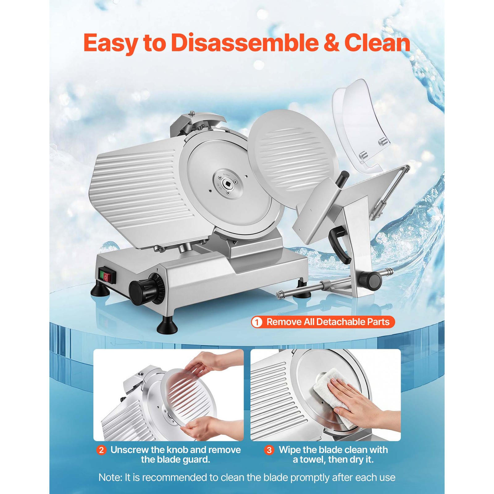 Uimoso Electric Meat Slicer with 400W Motor and 12″ Carbon Steel Blade