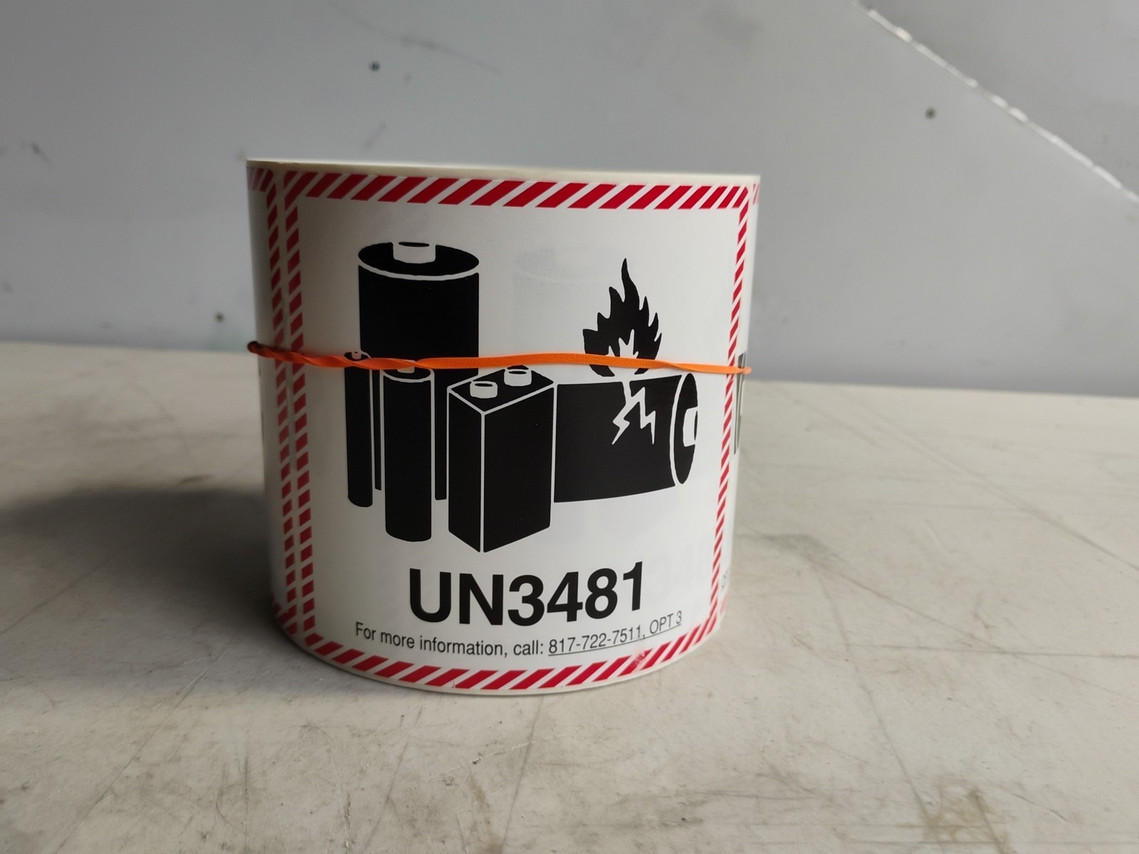Lithium Battery UN3481 Shipping Labels, 4.75 x 5 Inches, 500 Labels Per Roll
