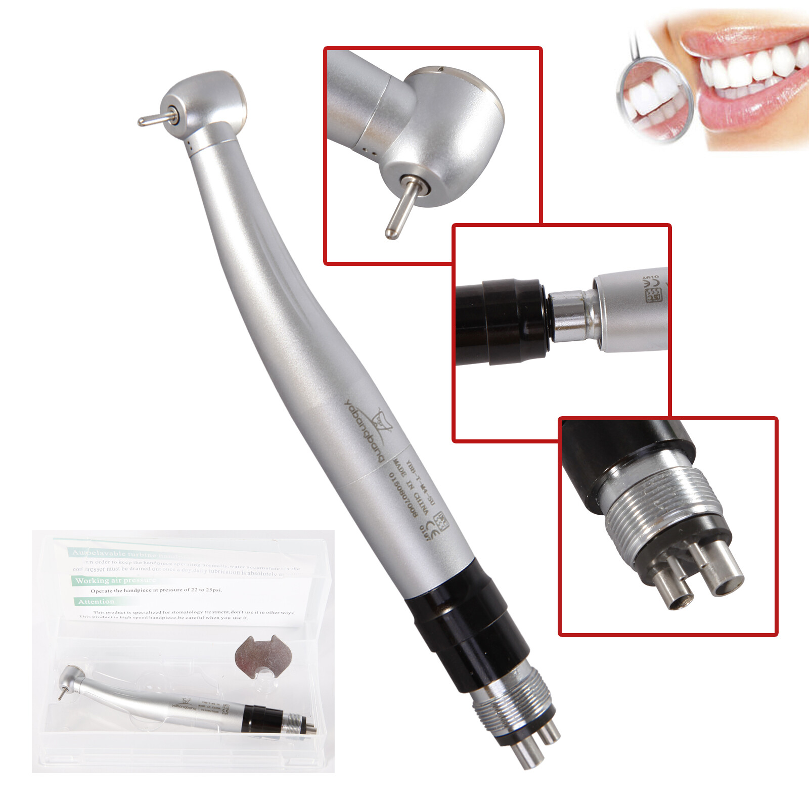 1-10 NSK Style Dental High Speed Turbine Handpiece with 4 Hole Coupler YBNK4