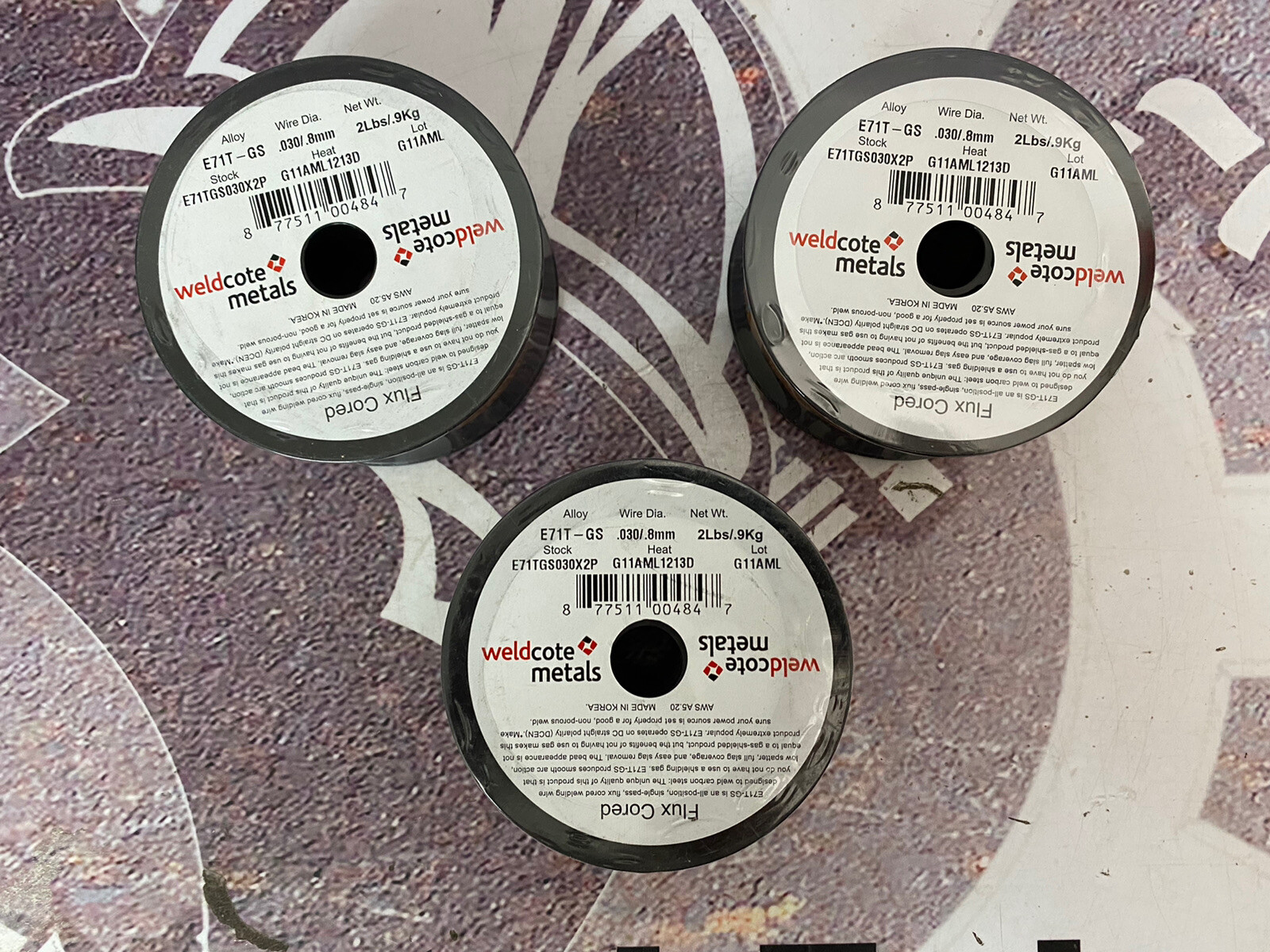 WeldCote Metals E71TGS030X2SP Carbon Steel Flux Cored .030”/.8mm 2Lbs Qty 3