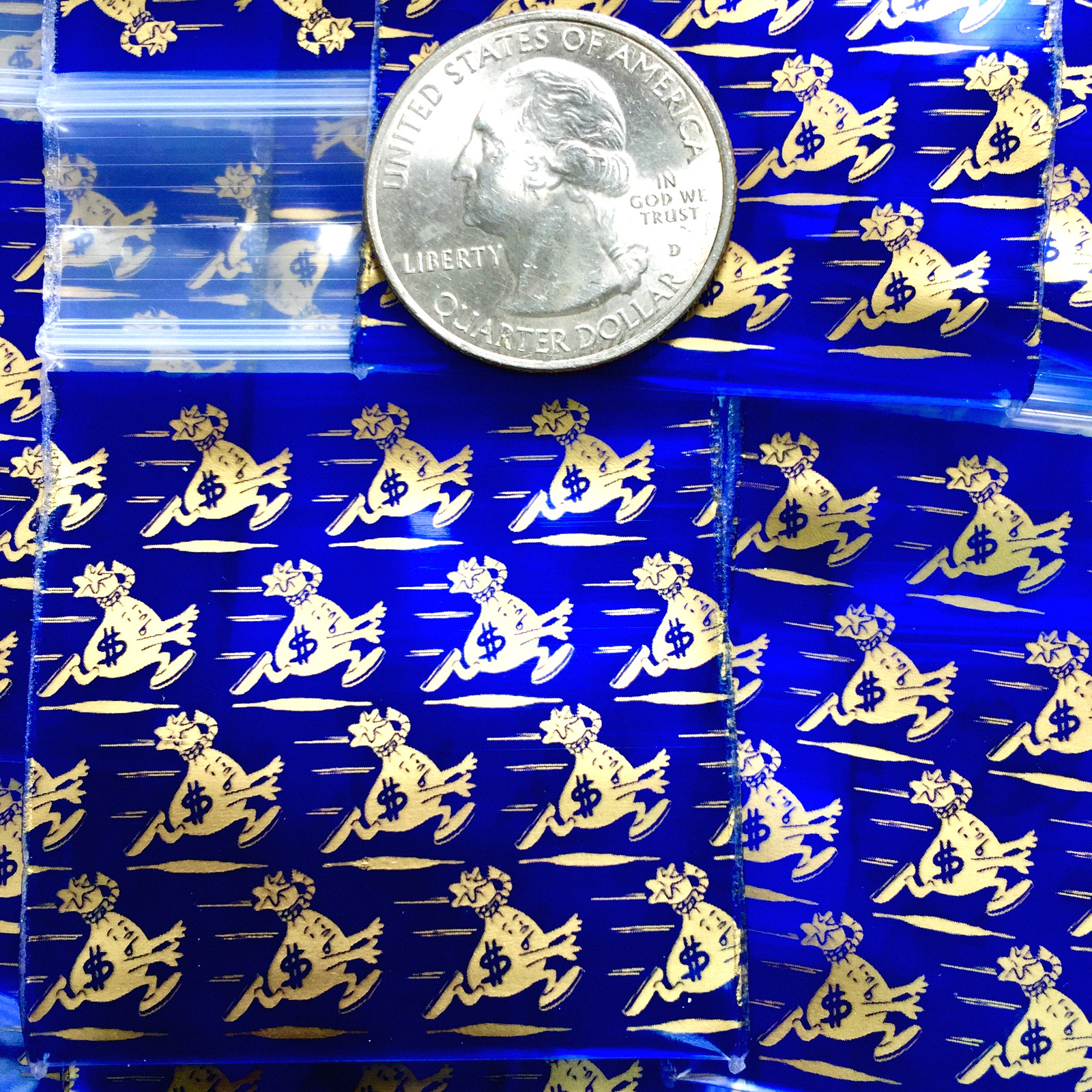 BaggiesSince1987 – 1515 DESIGN ZIPBAGS 100PCS MONEY CHASER IN GOLD, READ DETAILS