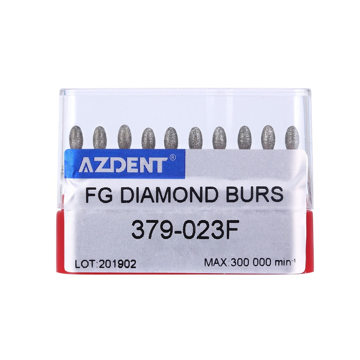 10Pcs Dental Diamond Burs FOOTBALL 379-023F FINE RED DEFEND Friction Grip