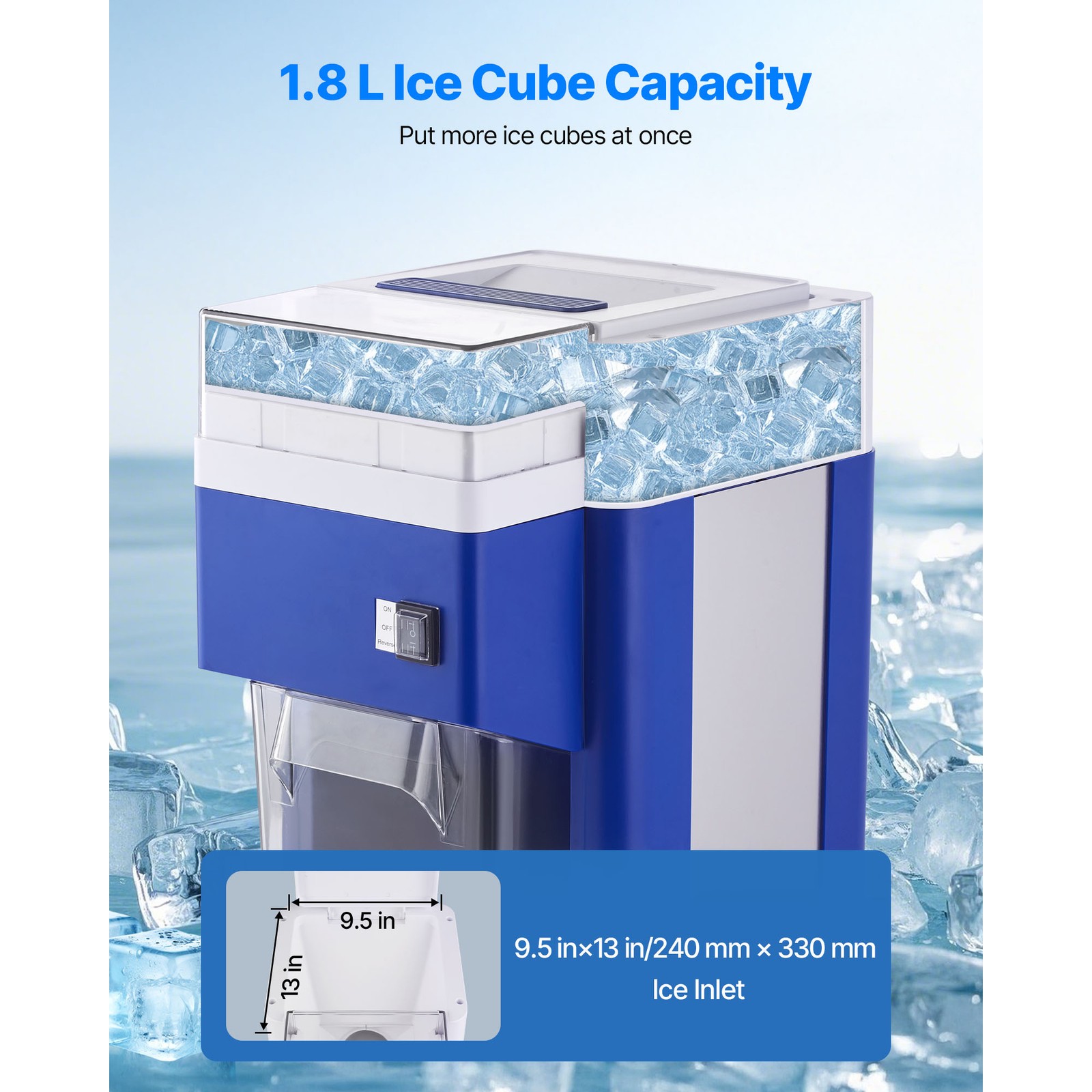 Uimoso 286lb/H Commercial Ice Crusher 300W Ice Shaver Maker Snow Cone Machine