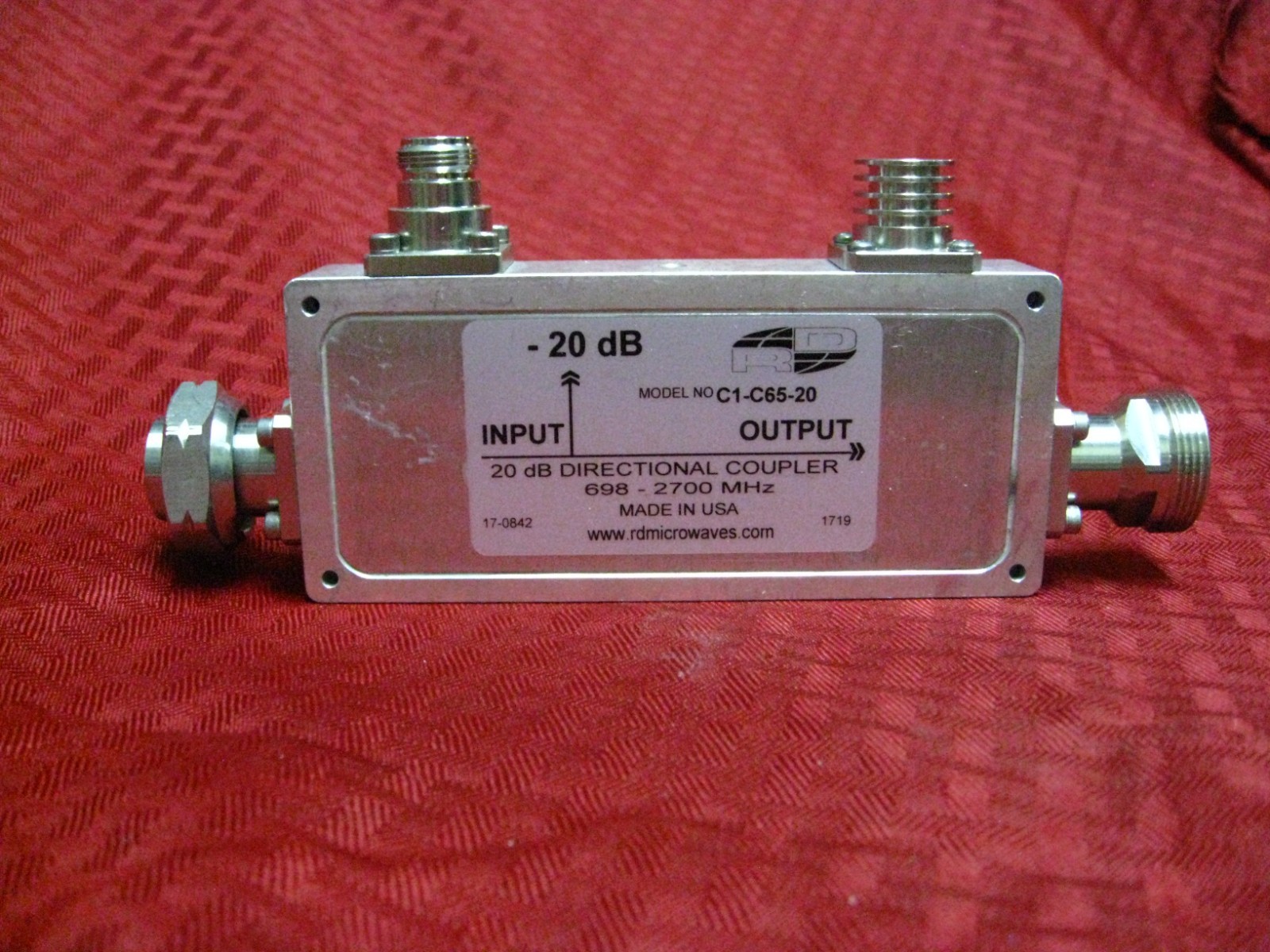 RD Microwaves C1-C65-20 20dB Directional RF Coupler 698-2700 MHz